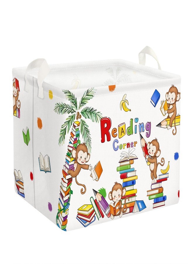 سلة كتب Clastyle Reading Corner School Classroom سعة 36 لترًا، سلة رفوف على شكل شجرة كتب كبيرة على شكل قرد لغرفة الأطفال، سلة تخزين ملابس ومناشف وألعاب قابلة للطي مستطيلة الشكل قابلة للطي - Image 1